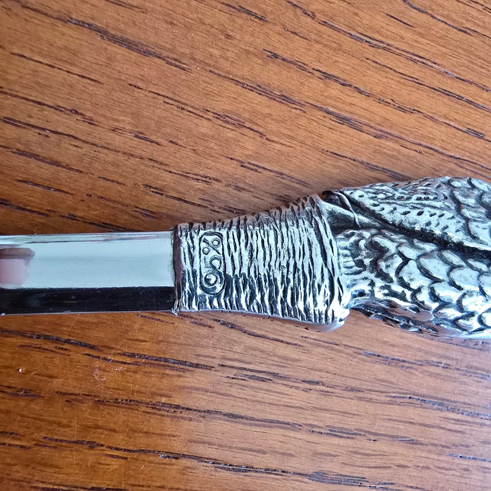 Pewter Owl Figural Letter Opener Silver Tone Stainless Desk Office Accessory - Picture 6 of 8
